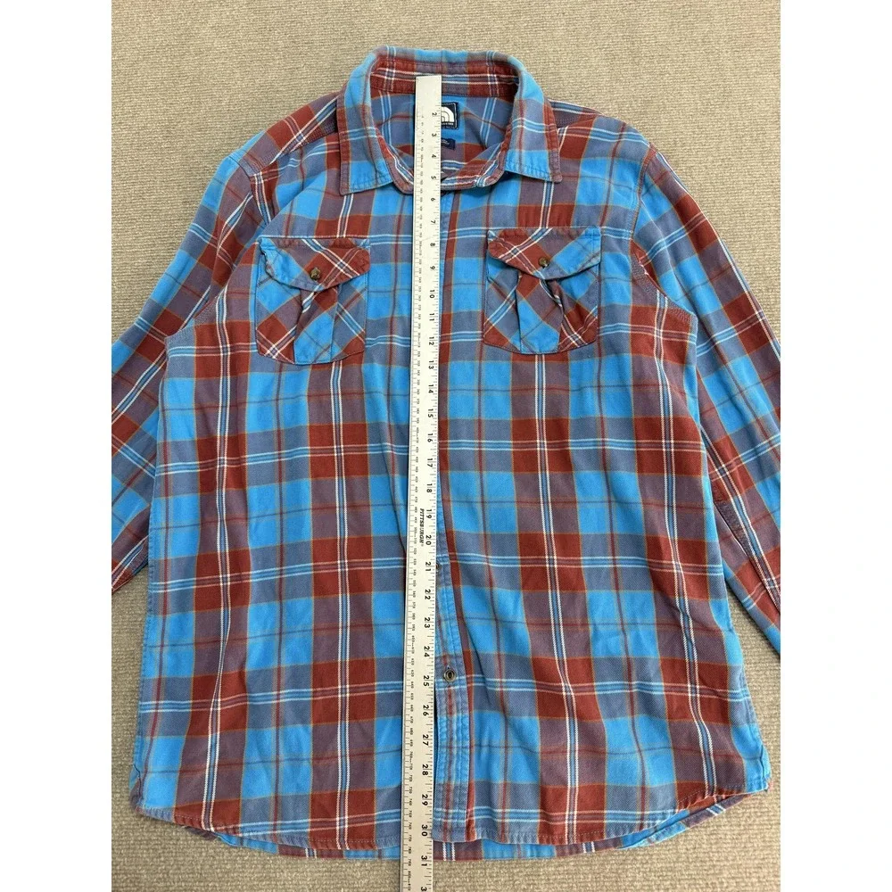 The North Face‎ Shirt Mens Large Blue Plaid Flannel Outdoor Hiking Button Front